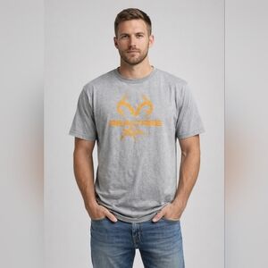 ☀️ Realtree Logo Men's Gray T-Shirt